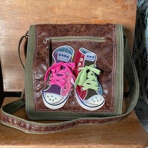 Colorful Sneaker Design Canvas Crossbody Bag